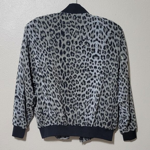 Vintage The Icing Leopard Print Glitter Bomber Jacket – Size 1 (Fits L/XL) - Picture 5 of 5